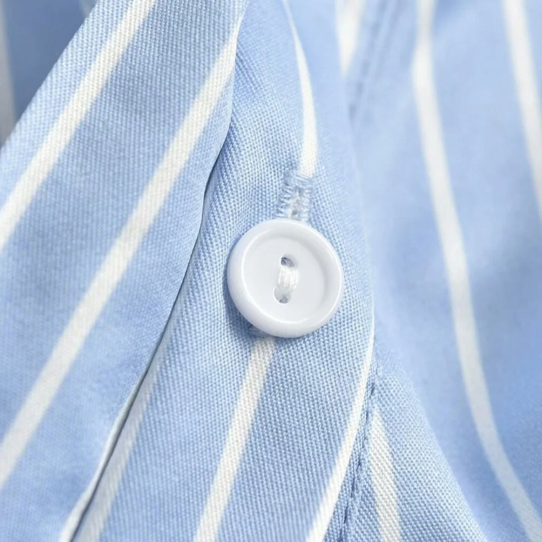 Emma - Striped Blouse with Floral Appliqu√© Closures