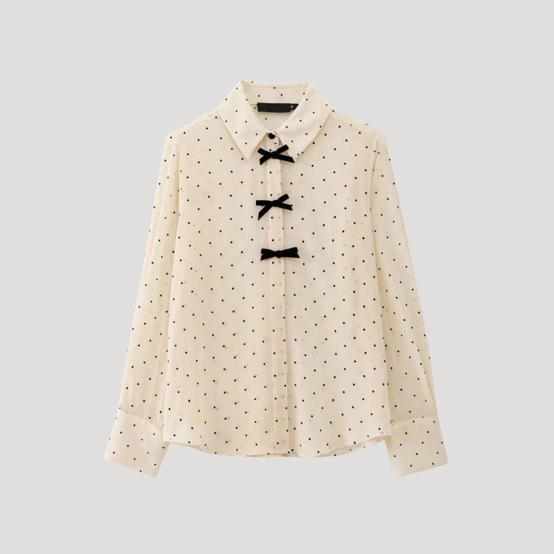 Erin - Shirt Blouse With Dotted Bow Pattern
