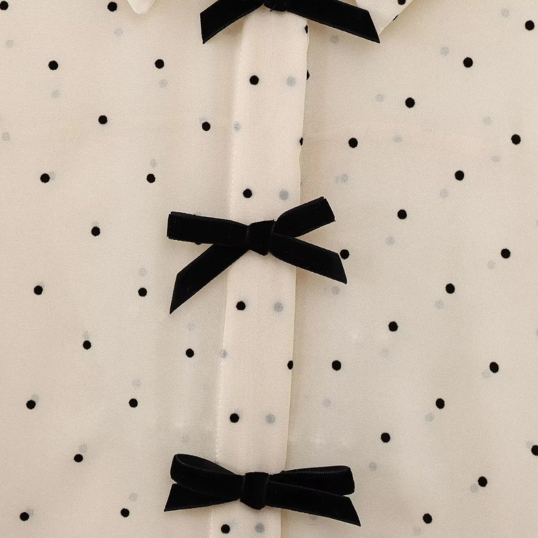 Erin - Shirt Blouse With Dotted Bow Pattern