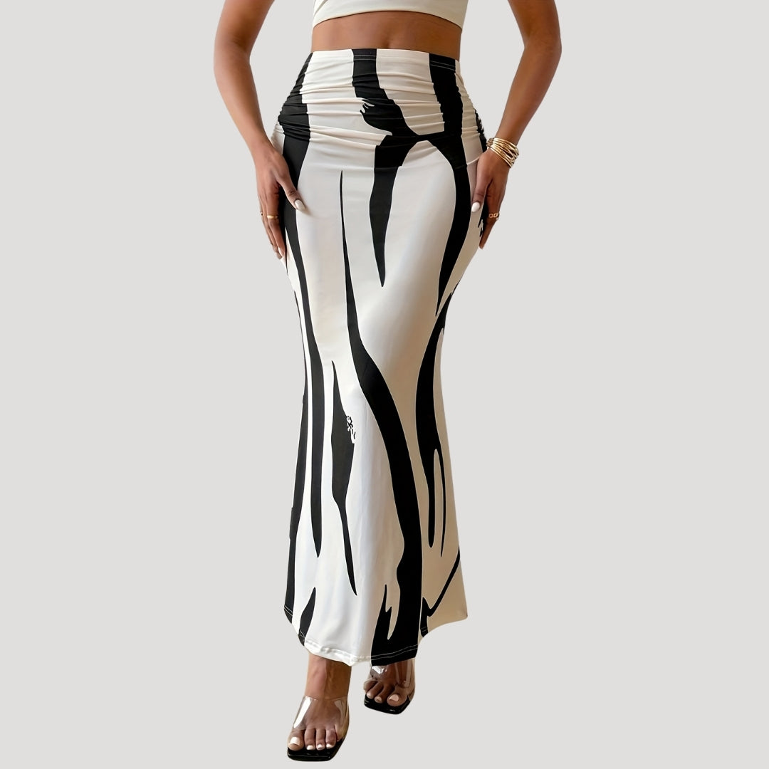 Isabelle - High-Waisted Maxi Skirt in Zebra Print