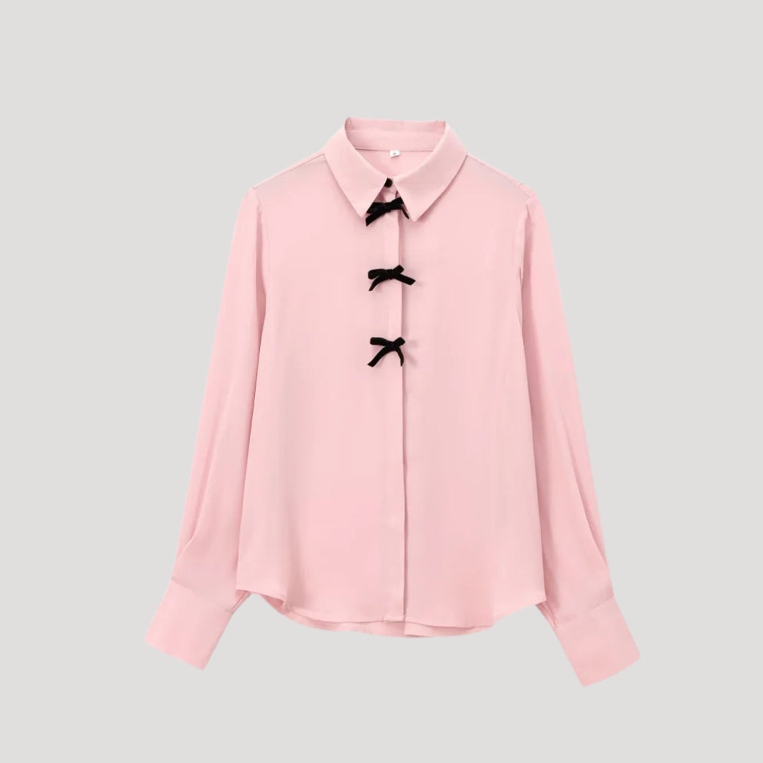 Erin - Shirt Blouse With Dotted Bow Pattern