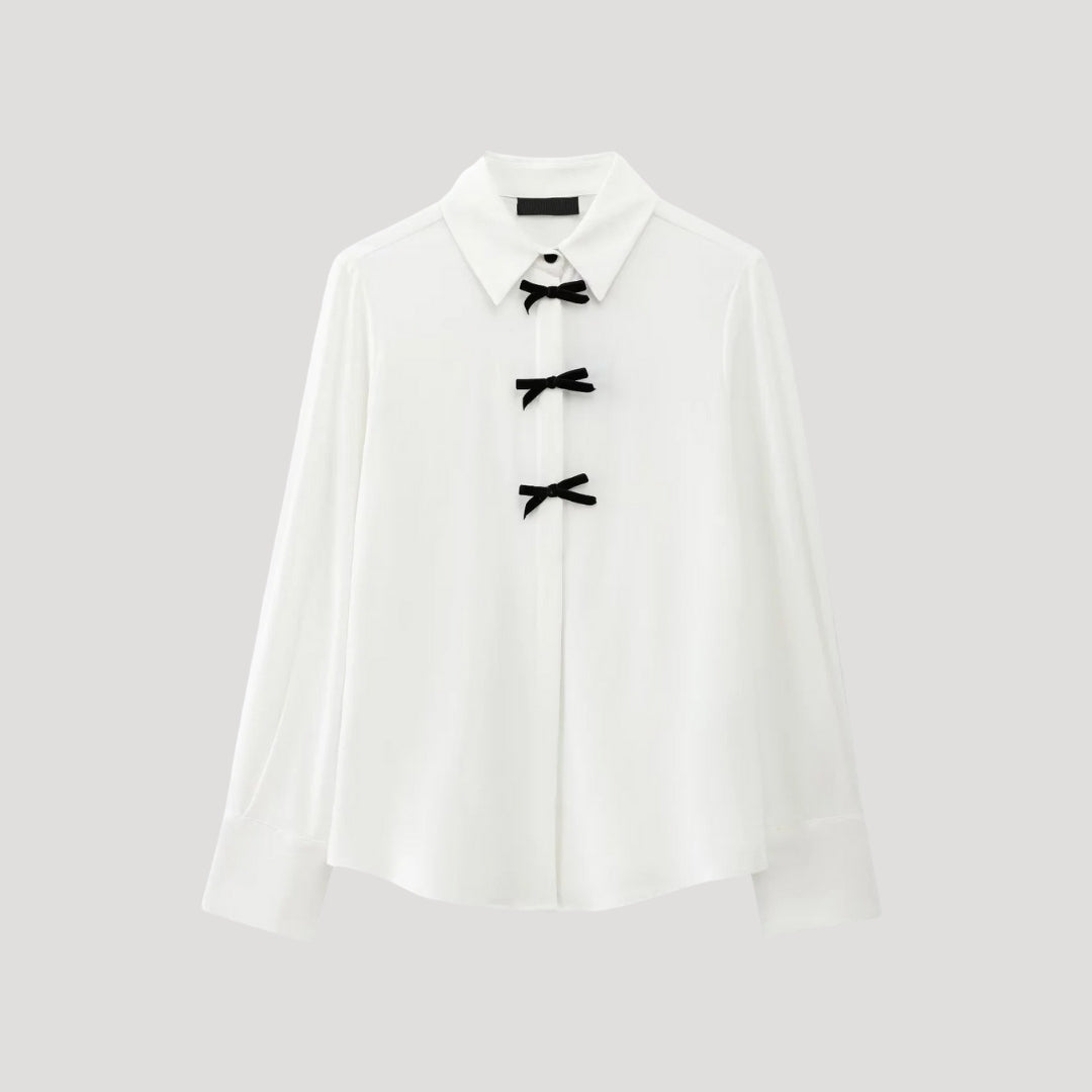 Erin - Shirt Blouse With Dotted Bow Pattern