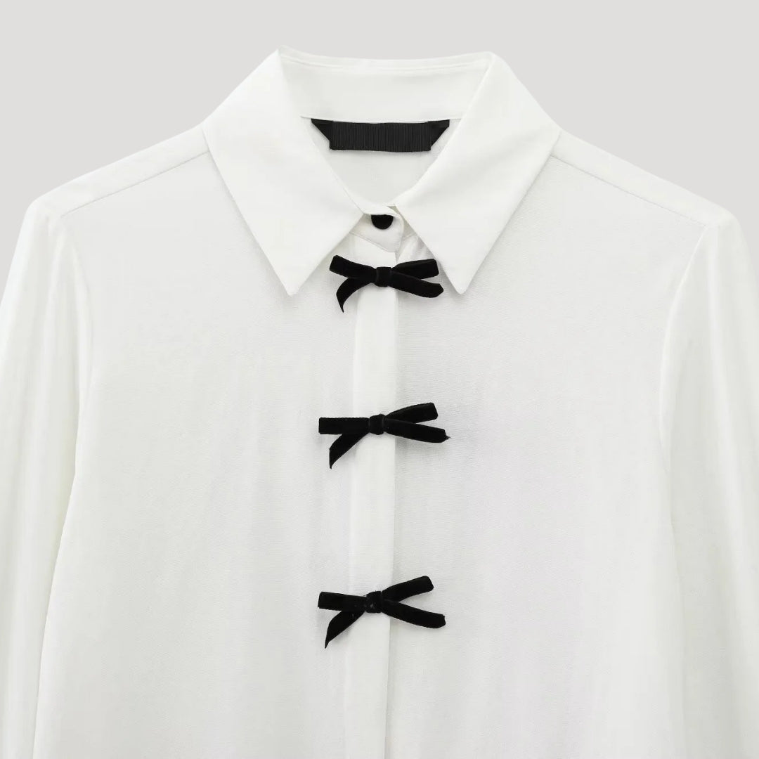 Erin - Shirt Blouse With Dotted Bow Pattern